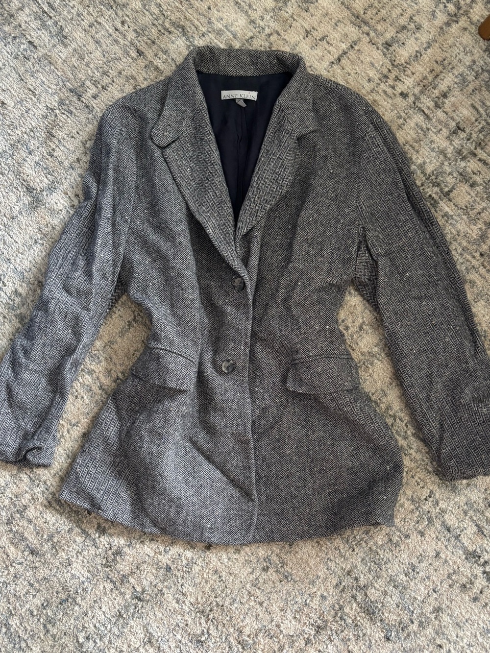 Anne Klein Charcoal Gray Tweed Blazer Jacket